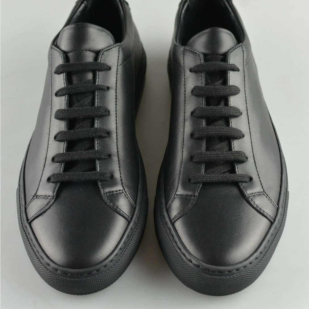 Women's COMMON PROJECTS 'Achilles' Black Leather Sneakers Size US 6-6.5